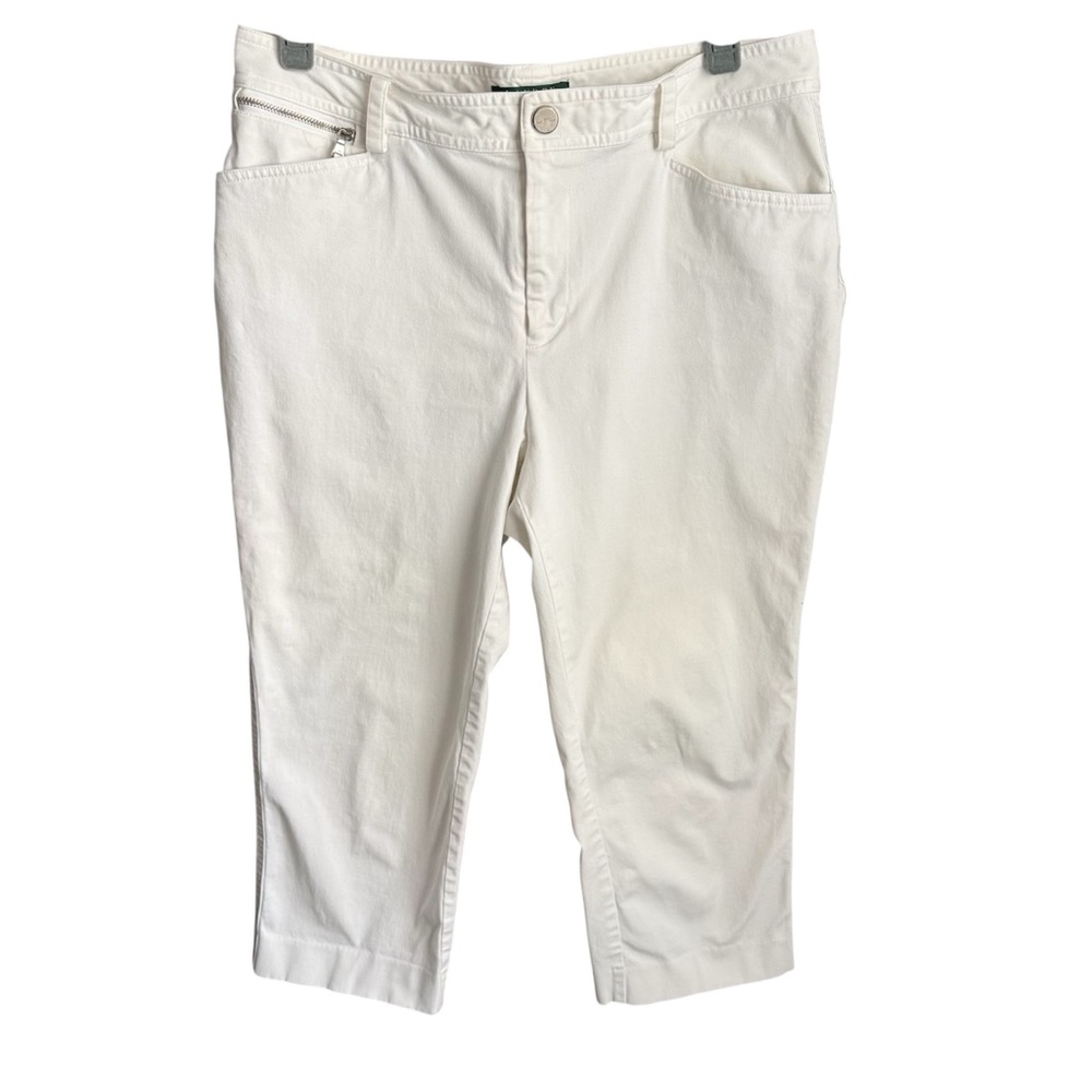 Lauren Ralph Lauren Women’s Size 8 White Stretch Capri Pants Classic Preppy